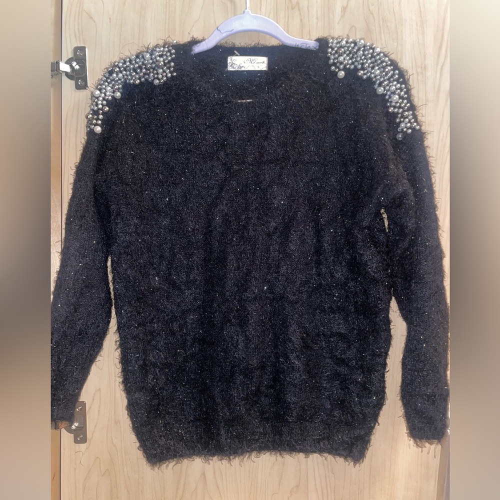 embellished pearl shoulder sweater!